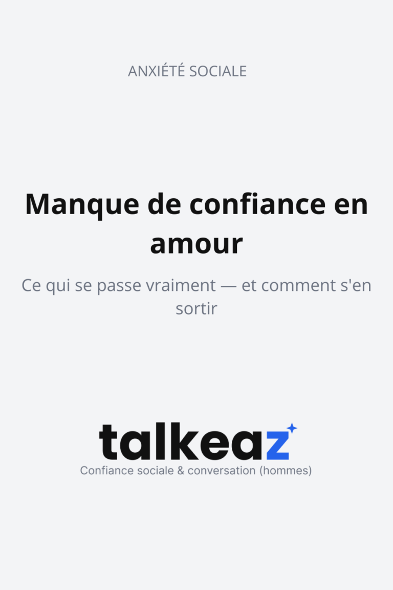 Le manque de confiance en soi en amour sabote plus de relations que l'incompatibilité.
