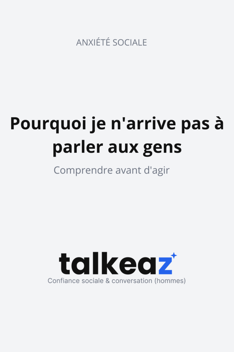 pourquoi je n'arrive pas à parler aux gens — homme qui réfléchit en situation sociale